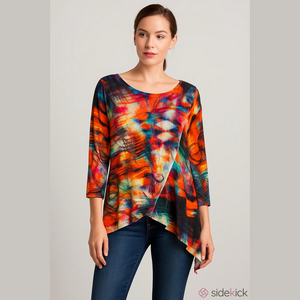 Variations, Colorful Abstract Print lightweight Blouse size XXL